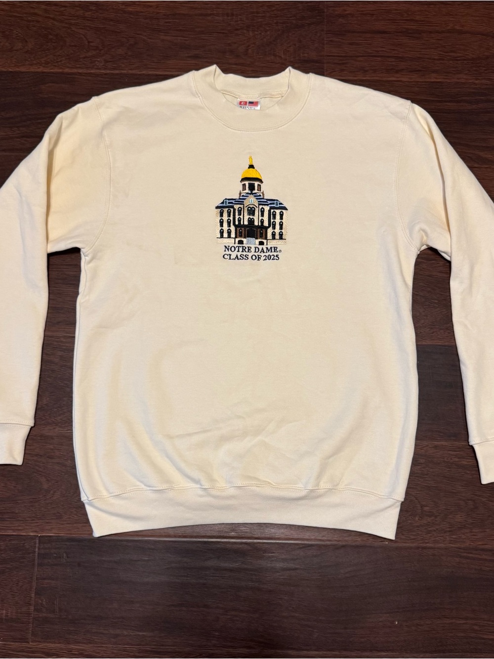 Notre Dame Class of 2025 Crewneck Sweatshirt Large Bayside Made USA Embroidered